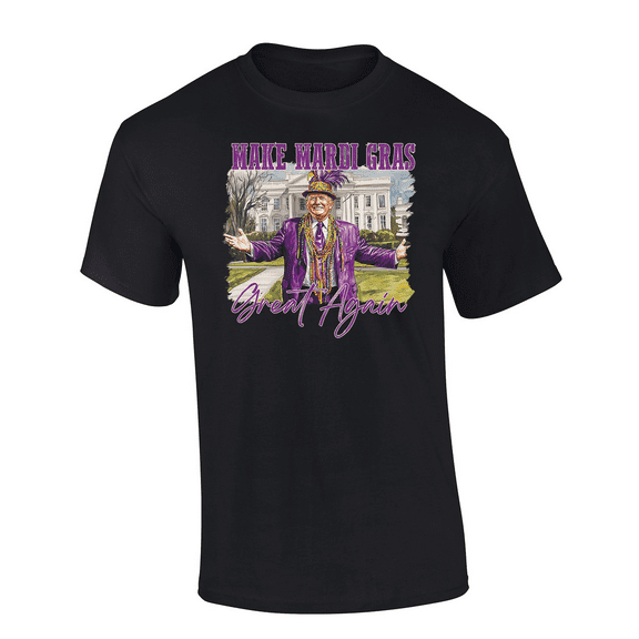 Trenz Shirt Company Trump Make Mardi Gras Great Again Mens Short-Sleeve T-Shirt-Black-6xl