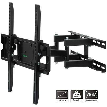 Articulating Vesa Wall Mount Ollieroo TV Wall Mount Bracket for most 26-55 Inch TV Full Motion Swivel Articulating Dual Arms up to VESA 400x400mm and 99 LBS with Tilting ()