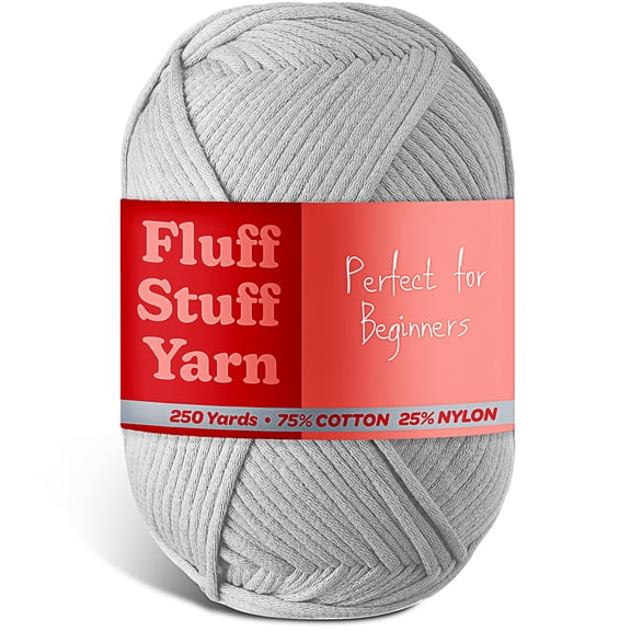 Lammaloe Cotton Yarn For Crocheting And Knitting, (250 Yards) Worsted Medium #4 Crochet Yarn For Beginners, Light Grey