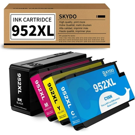 902XL Ink Cartridges Replacement for HP 902 XL 902XL Work with HP Officejet Pro 6978 6968 6970 6950 6958 6960 6962 6975 6954 6976 6979 Printer (Black Cyan Magenta Yellow 4 Combo Pack) Product Name: 902xl ink cartridges for hp printers (black  cyan  magenta  yellow  4 combo pack) Printers Compatibility : Work with HP OfficeJet Pro 6960 6968 6970 6971 6974 6975 6976 6978 6979; HP OfficeJet 6950 6951 6954 6956 6958 6961 6962 6963 6966 Printers High Page Yield: Up to 825 pages per 902 black cartridge  825 pages per 902 color cartridge at 5 percent coverage of paper Package Contents: 4 packs 902 ink cartridge  1 x 902 black ink cartridge  1 x 902 cyan ink cartridge  1 x 902 magenta ink cartridge  1 x 902 yellow ink cartridge Latest Version: 902 ink cartridges for hp printers work with the latest chip in order to work with your printer firmware upgrade and provide you with great print quality and high yield page