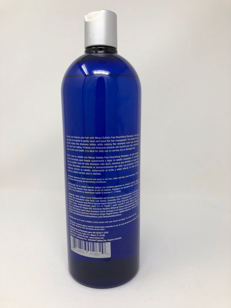 Mevys Sulfate-Free Nourishing Shampoo Color Safe for All Hair Types 33.8 oz / 1000 ml