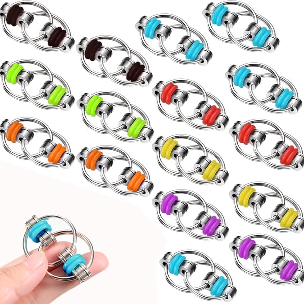 Fidget Spinner Chaîne Vélo Lot De 4 Fidget Toys Anti Stress - Chaîne Bague D 'Anxiété Porte-Clés En Alliage Pour Adultes Et Enfants