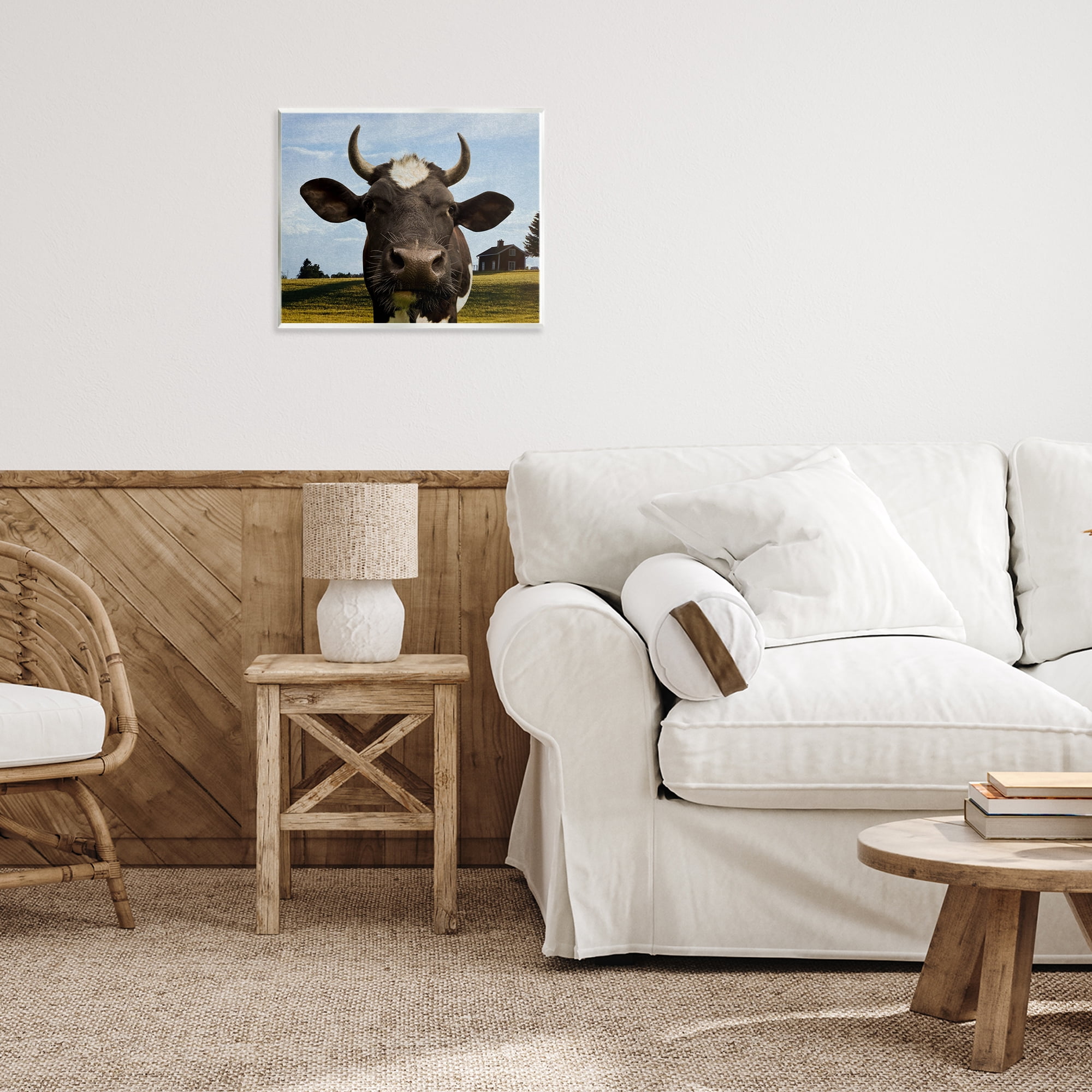 Stupell Industries Farm Cow with Curved Horns Wall Plaque Art, design by Marcus Prime