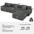 thumbnail image 4 of 120" Boneless Sectional with Ottoman, 3-Seater Chenille Frameless Couch with Deep seat, Modern L-Shaped Modular Sofa for Living Room, No Assembly Required, Gray, 4 of 11