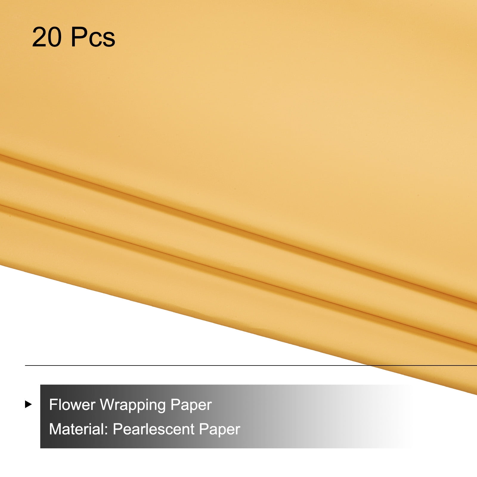 Pearlescent Film Flower Wrapping Paper 22.8x22.8 Inch Waterproof for Gift Box Packaging Bright Yellow Pack of 20