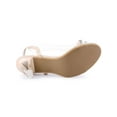 thumbnail image 6 of BLISSFUL STEP Women's Flower Rhinestone Slingback Clear Mid Heel Slip On Sandals Beige 7, 6 of 9