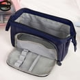 thumbnail image 5 of Hyknon Large Capacity Pencil Case Pen Pouch, Multi-layered Pencil Holder, Simple Stationery Bag with Zipper, Storage Slots Pen Pouch for Women Adult, Portable Storage Bag for Makeup College, Navy, 5 of 6
