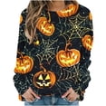 thumbnail image 2 of FDGIU Women's Loose Cute Crewneck Pullover, Halloween Graphic Tees for Women, Pumpkin Long Sleeve Tops, Soft Breathable Casual Top，Oversized Hooded Sweatshirts Fall, 2 of 6