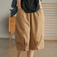 thumbnail image 2 of Sngxgn Women's High Waisted Shorts with Pockets Workout Long Shorts for Women(Khaki,L), 2 of 4