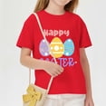 thumbnail image 4 of SERTG Girls Easter Floral Bunny Print Short Sleeve T Shirt Soft Lightweight Crew Neck Tee Casual Regular Fit Breathable Comfortable Spring Top Fashion Holiday T Shirt(Red#1,11-12 Years), 4 of 8