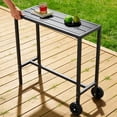 thumbnail image 3 of Outdoor Bar Table, 39" Counter Height Table with Wheels and Adjustable Feet, for Kitchen Home Bar Patio Balcony, Black, 3 of 9