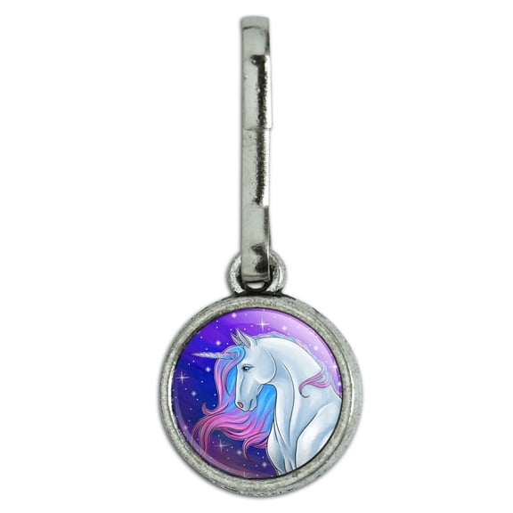 Majestic Unicorn Pink Purple Blue Antiqued Charm Clothes Purse Suitcase Backpack Zipper Pull Aid