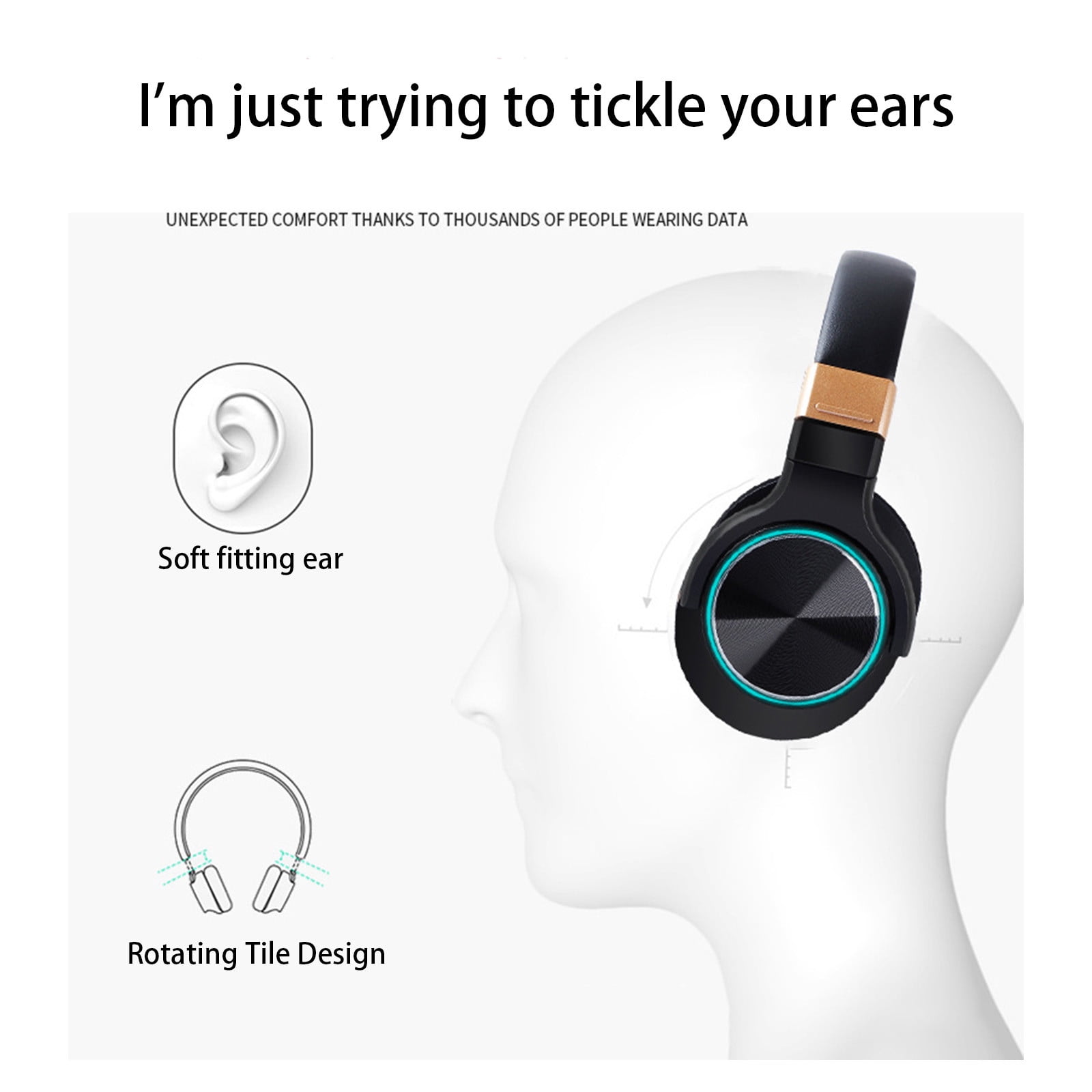 Matoen Active Noise Cancelling Headphones, Bluetooth Headphones, Wireless Over Ear Headphones Bluetooth 5.0 Microphone Deep Bass Headset, 40 Hours Playtime for Travel Work/Cell Phone - Black