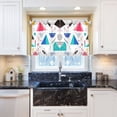 thumbnail image 5 of Yayeee Kitchen Curtains Tier Pair Light Filtering 27"x24" Rod Pocket Short Cafe Window Panel, Green Retro Triangles, 5 of 7
