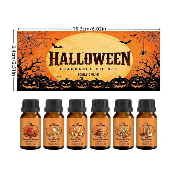 SPOORYYO Halloween Scented Oil Set, 6 Fall Fragrances for Candle Making, Soap Crafting, and Diffusers, 0.34 fl oz Each