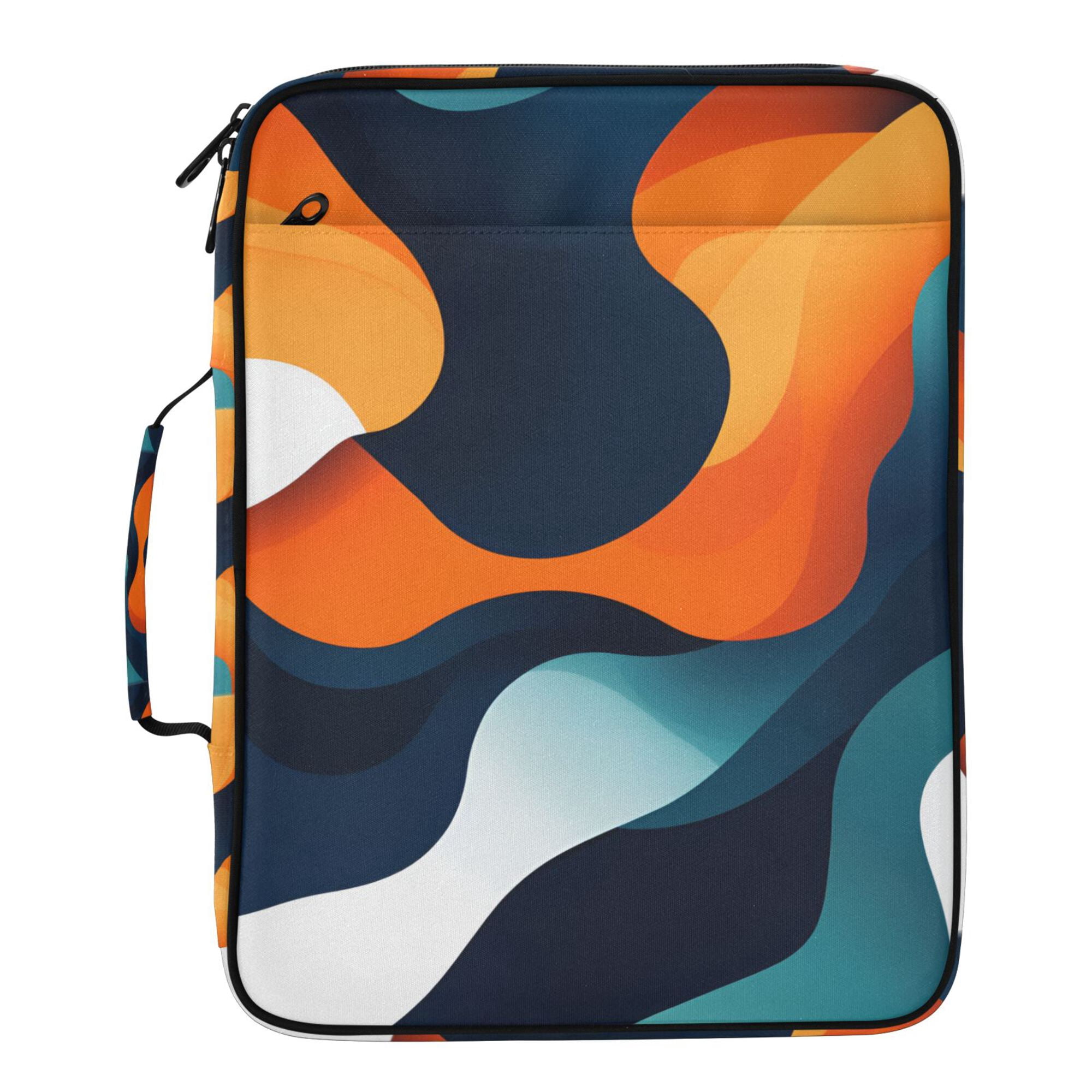 FORMRS Accordion File Folder A4 Size 7-Pocket Expanding Document Organizer Bag with 3 Ring Binder, Green Abstract Wavy