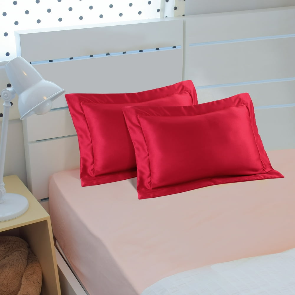 Satin Pillowcase Boudoir Size Pillow Shams Set of 2 Silky Sateen Pillow