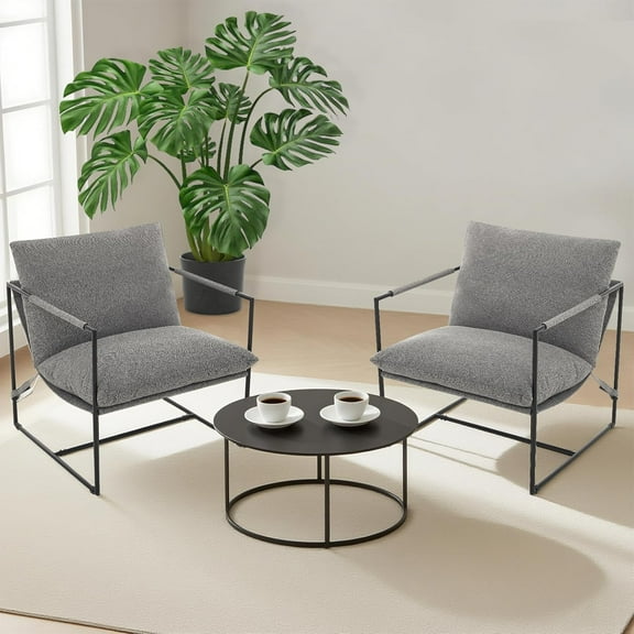 Sunvasagoo Matching Sling Accent Chair Set, Metal Frame, Shredded Foam, 4 Colors