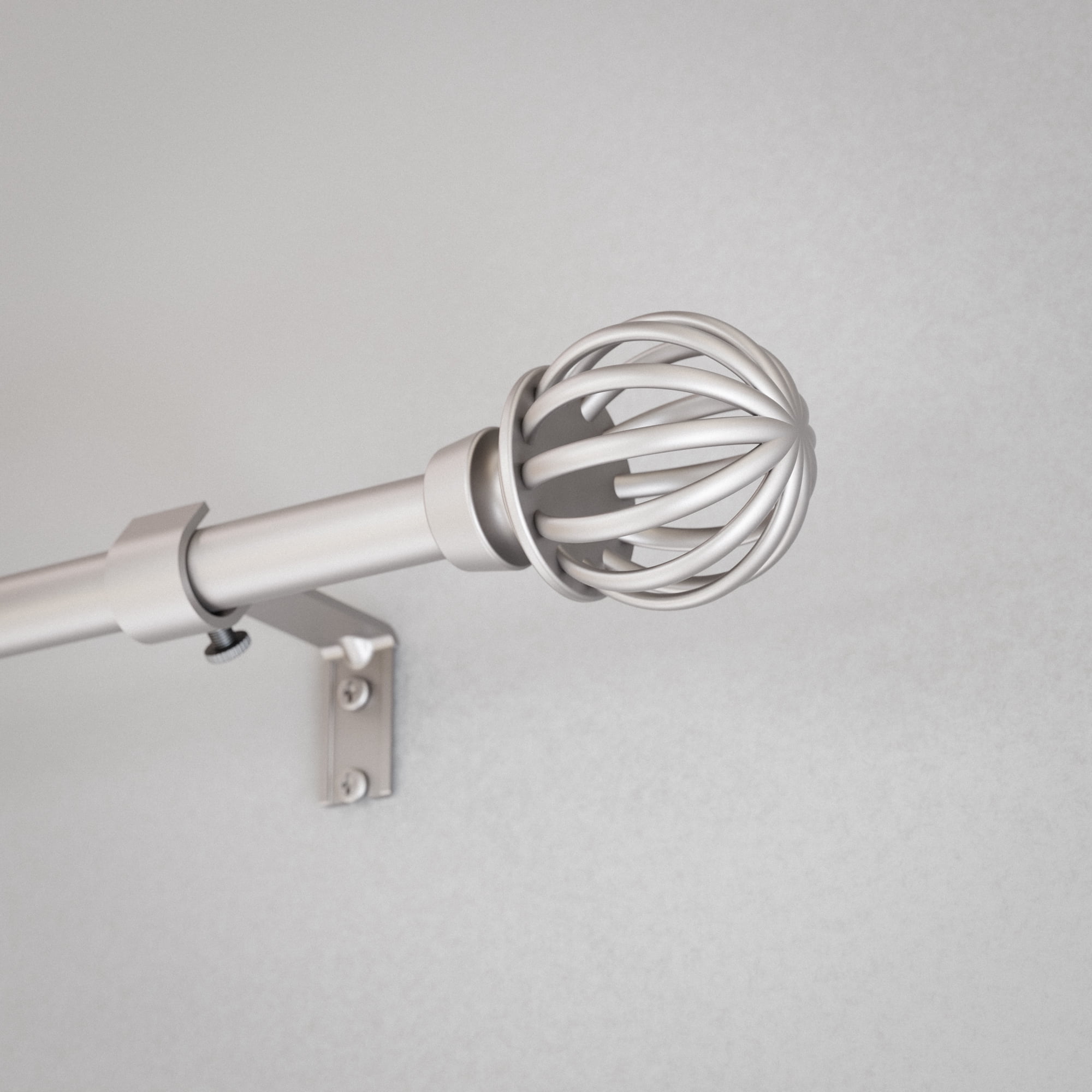 Mainstays 1/2" Nickel Macey Cage Adjustable Curtain Rod Set, 48"-84"