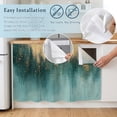 thumbnail image 5 of Modern Turquoise Gold Cabinet Curtain 35"Wx35"L, Dustproof Under Sink Skirt with Self Adhesive Tape, Abstract Teal Minimalist Art Cabinet Curtain Cover for Kitchen Sink, Bathroom Vanity, Laundry Room, 5 of 9