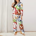 thumbnail image 6 of Rateoe Balls Pattern Womens Pajamas Set Long Sleeve Sleepwear Button Down Nightwear Soft Cotton Pj Lounge Sets, 6 of 9
