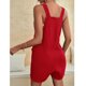 thumbnail image 4 of ICHUANYI Clearance Women's Summer Comfortable Casual Suspender Shorts Color Pocket Jumpsuit Shorts(Red, XXL) ICHUANYI WER2023080804203, 4 of 9
