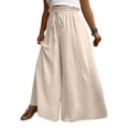 thumbnail image 2 of Garbnen XL-5XL Plus Size Palazzo Pants for Women Casual Flowy High Waisted Womens Wide Leg Pants Summer Beach Vacation Trouser Pants, 2 of 4