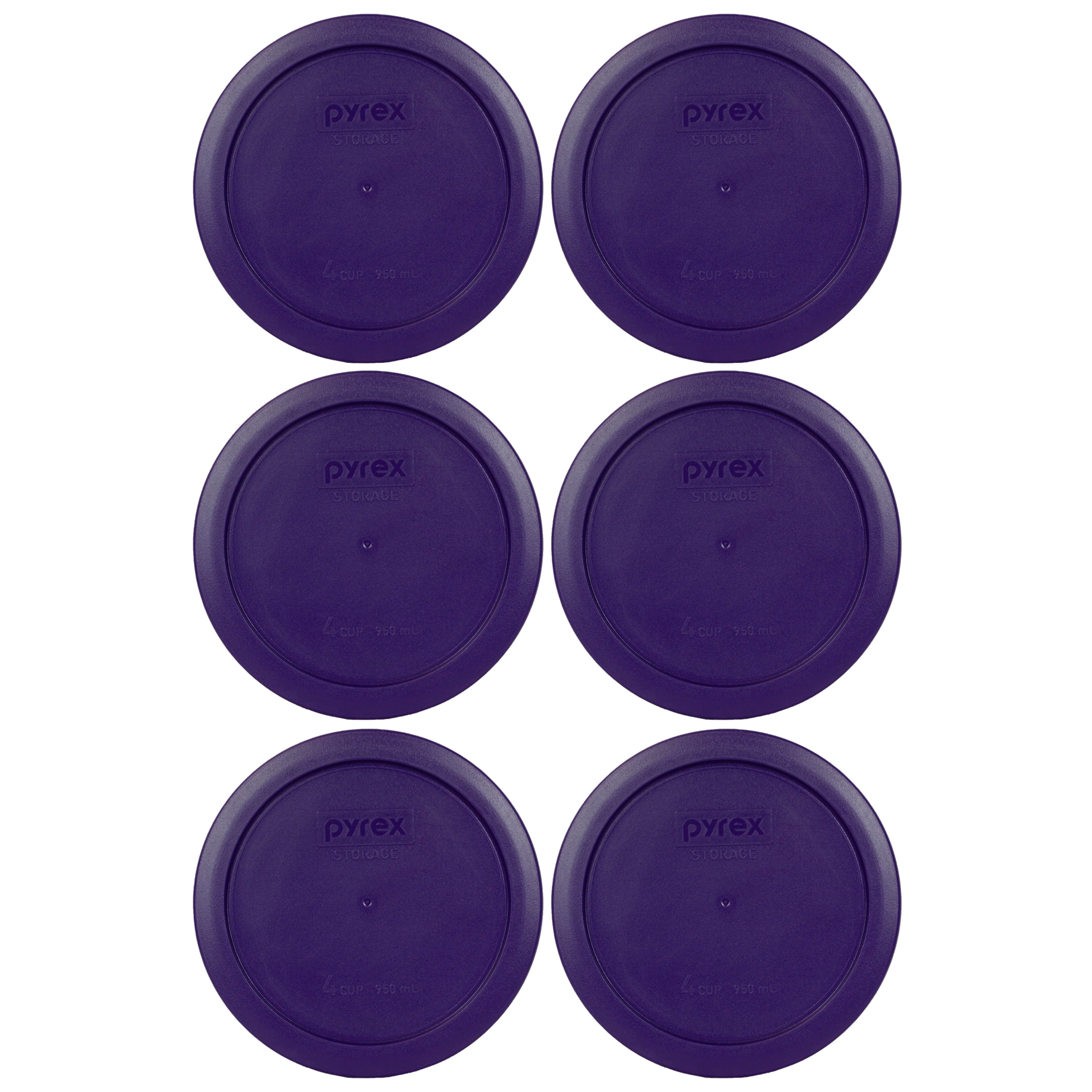 Pyrex 7201-PC 6 4 Cup Lids for Glass Bowl 2-Black, 2-Blue and 2-Red 