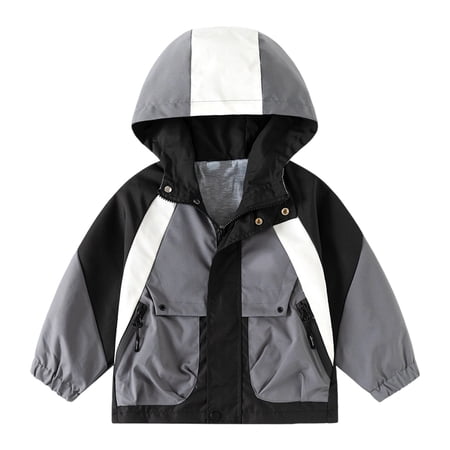 Little Boys Hoodie Jacket Windbreaker Jacket for Kids Lightweight Zipper Coat Outdoor Casual School Jacket Coat Size 6-7T