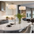 thumbnail image 3 of Kira Home Nolan 18" Drum Chandelier with White Fabric Shade, 3-Light Gold Pendant Light with Glass Diffuser, Cool Brass, 3 of 6