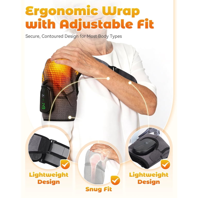 Triple Method Shoulder Massager, Rechargeable Heat Vibration Wrap with ...