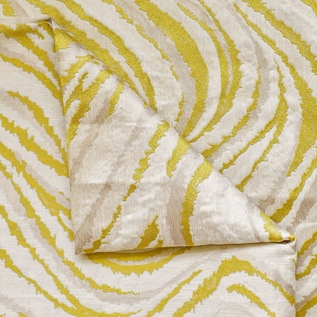 Fabric Mart Direct Chartreuse Waves Woven Fabric By The Yard, 15 Continuous Yards Polyester Cotton Fabric, Abstract Upholstery Fabric, Curtain Fabric, Wholesale Fabric, Woven Fabric