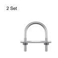 thumbnail image 3 of Uxcell Round U-Bolts 2 Sets 53mm(2.09") Inner Width 78mm Length M8 304 Stainless Steel with Nuts Washers and Plates, 3 of 5