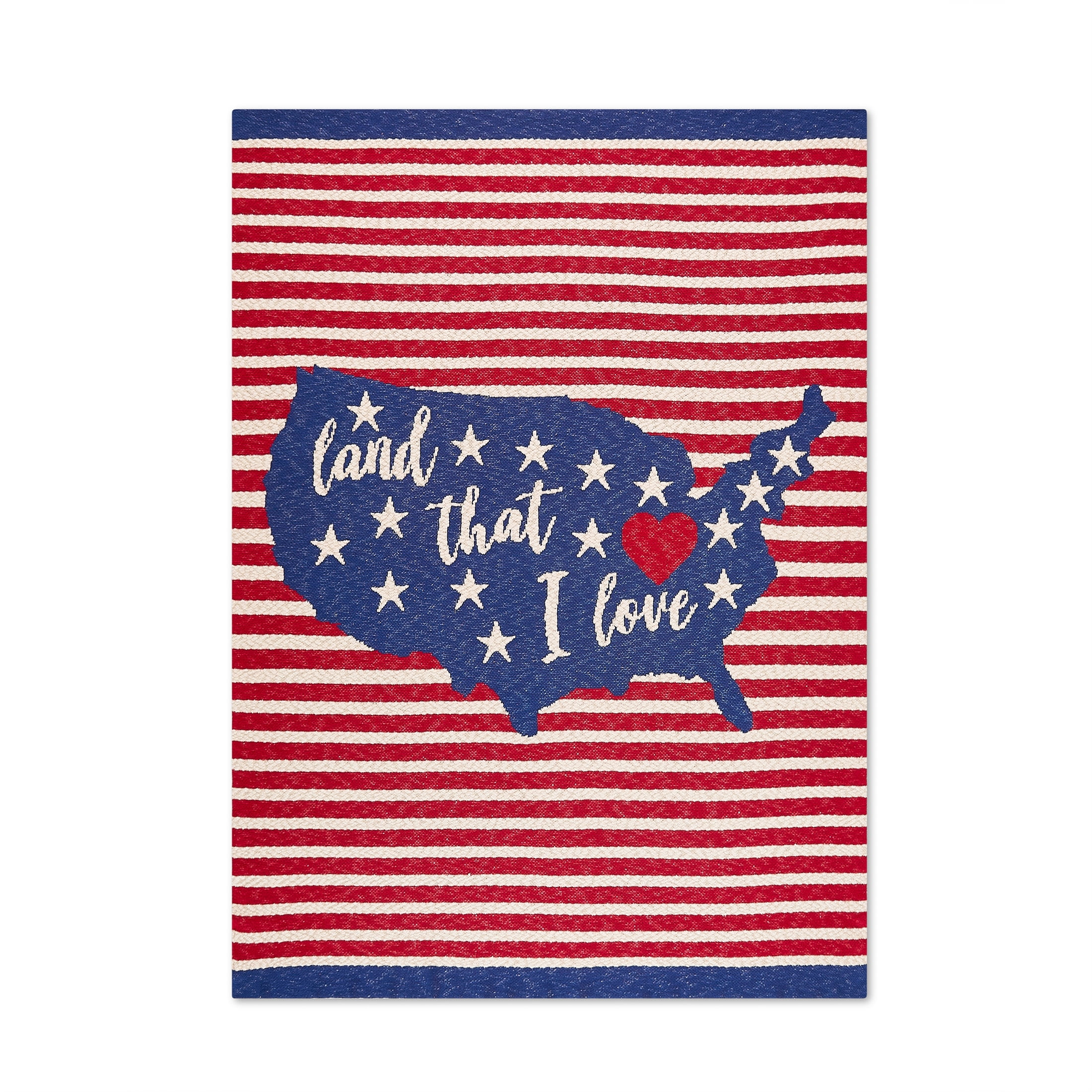 Lanwood Home Americana summer Knitted Throw Blanket, USA American Flag Oversize Throw, Heartland Map
