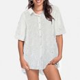 thumbnail image 2 of Summer Tops for Women, Womens Tops, Stylish Women’s V Neck Eyelet Long Sleeve Shirt for Casual Wear Beach and Date Outfits, 2 of 5