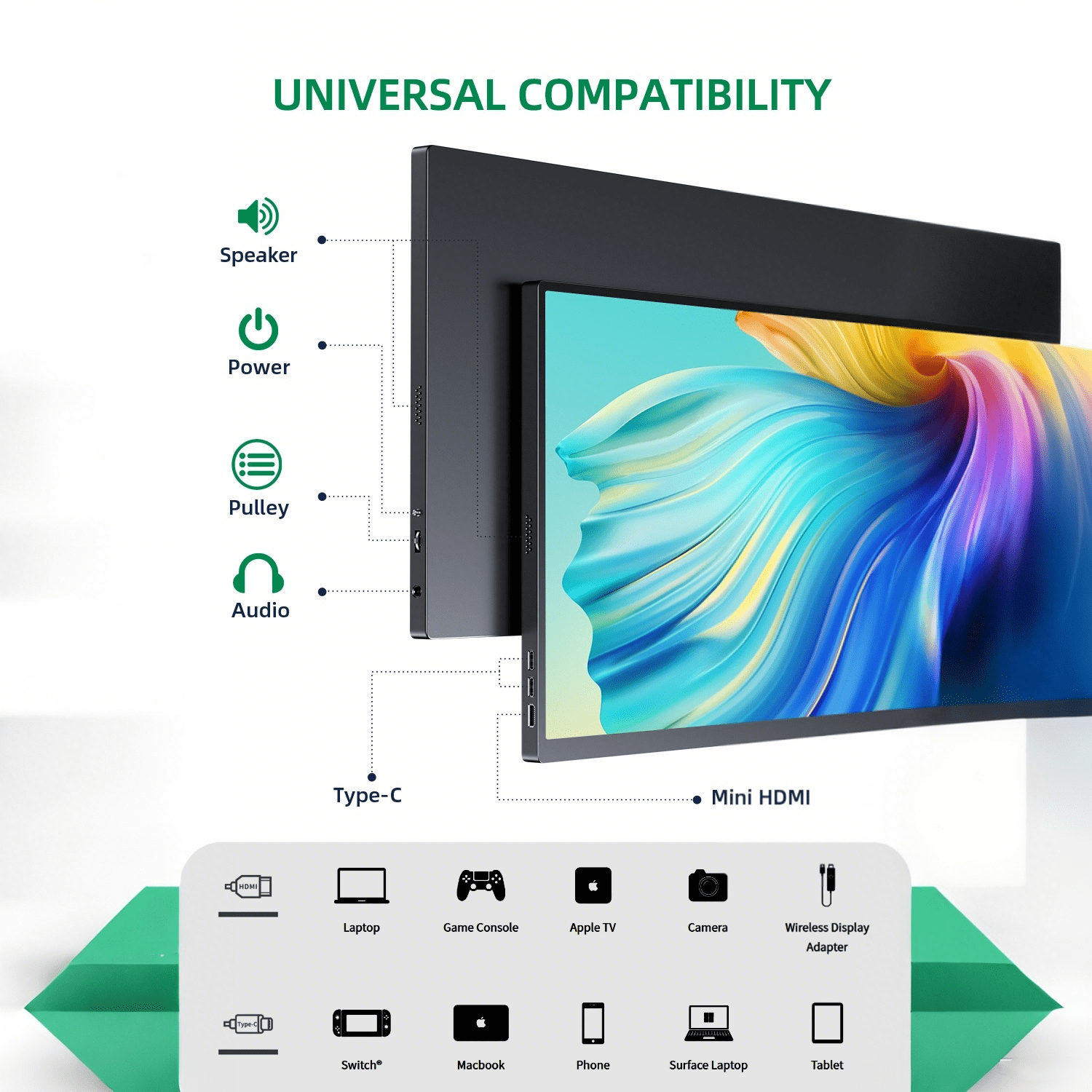 UPERFECT 18.5" Portable Gaming Monitor 120HZ, 1080P IPS HDR Eye Care Computer Display, External Second Screen for Laptop, Xbox, PS5 Nintendo