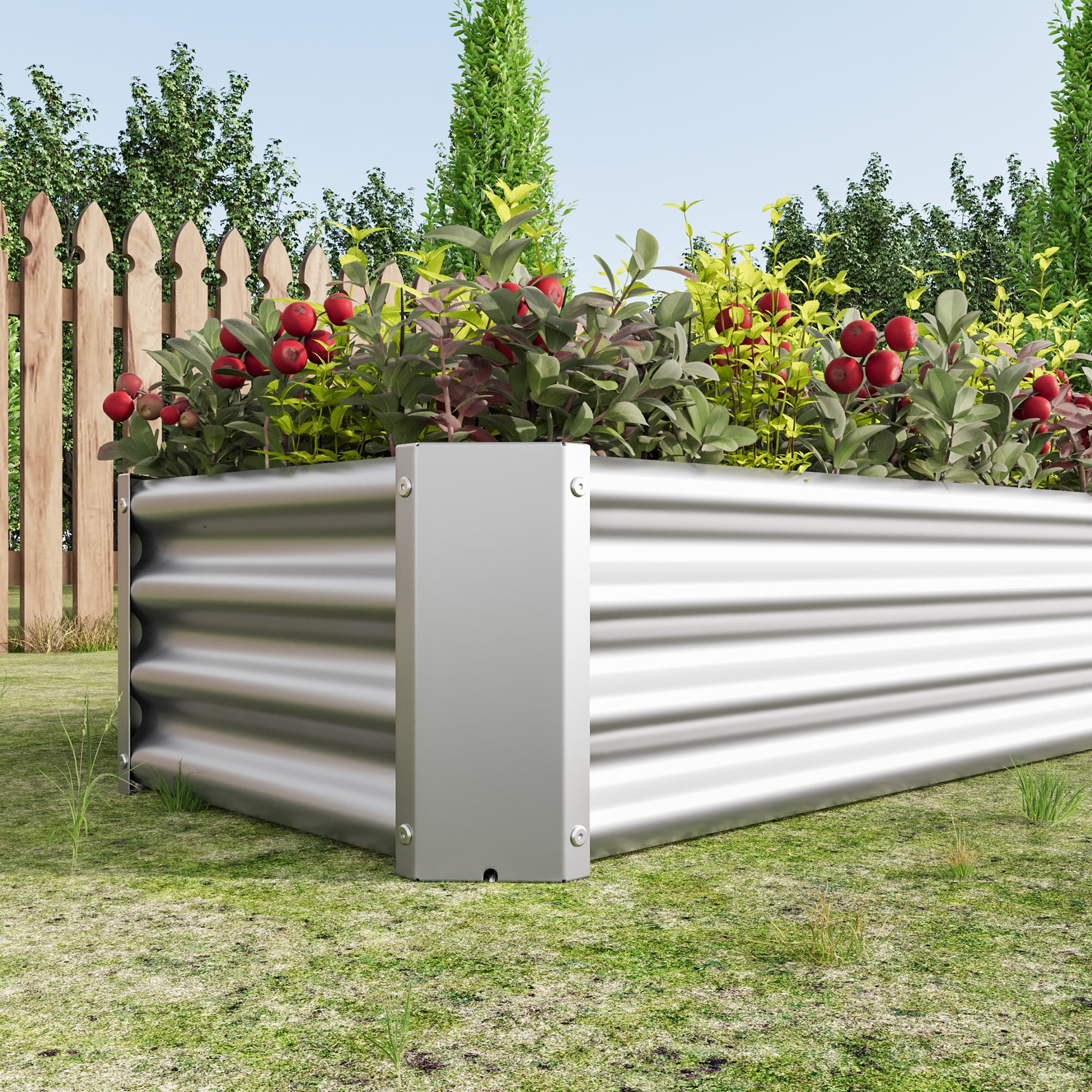 MAYEERTY 4x2ft Outdoor Rectangle Metal Raised Garden Bed: Perfect for Flowers, Vegetables & Herbs, Silver