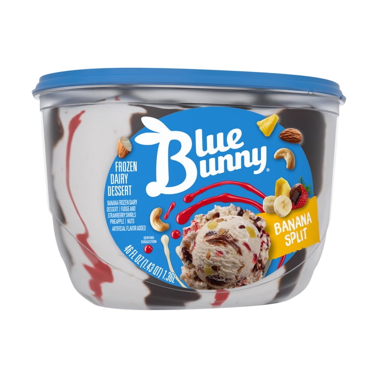 Blue Bunny Banana Split Premium Frozen Dessert, 46 fl oz - Walmart.com
