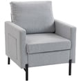 thumbnail image 1 of HOMCOM Fauteuil d'Appoint Moderne Rembourré avec Poches Latérales, Gris Pâle, 1 of 10