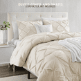 thumbnail image 2 of Pinch Pleat Duvet Cover Set, 3Pc Luxurious Premium Pintuck Style Comforter Cover, 2 of 18