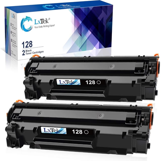 Cartucho de tóner LXtek compatible con Canon 128 CRG128 (2 negros)