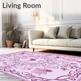 thumbnail image 2 of ODIKA 2'x3' Machine Washable Non-Slip Area Rug, Elegant Spring Motif with Lattice Vine Details High Traffic Rug with Pad, Pink, 631858, 2 of 8