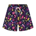 thumbnail image 4 of felwors Women's Palm Tree Print Shorts Elastic Drawstring Waist Summer Beach Vacation Casual Shorts with Pockets (Pink, M), 4 of 5