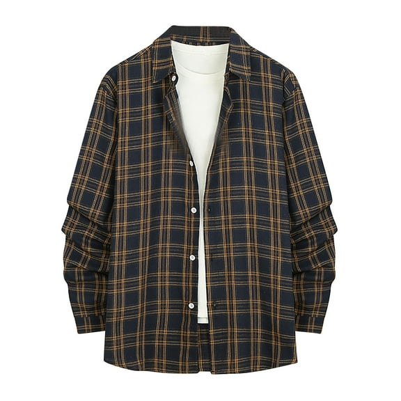 DDAPJ pyju Long Sleeve Flannel Shirt for Men Clearance Sales,Casual Button Down Checked Shirts Fall Winter Lightweight Plaid Shirt Jackets
