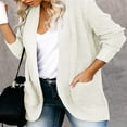 thumbnail image 2 of Womens Long Sleeve Open Front Waffle Chunky Knit Cardigan Sweater Outwear, 2 of 5