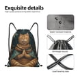 thumbnail image 4 of Kdxio Surreal Meditating Cat Pattern Drawstring Bag for Gym Sports School Travel Lightweight Sackpack with Adjustable Cords Waterproof Fabric-Medium, 4 of 6