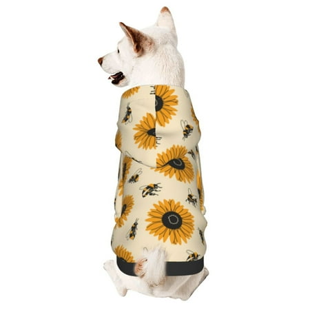 Haiem Sunflowers And Bee for Winter Dog Hoodie Sweatshirts with Pockets Warm Dog Clothes for Small Dogs Chihuahua-XX-Large
