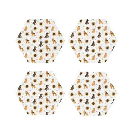 

Leather Coasters with Heat-resistant for Drinks sunflower Dog heart -标题2 Hexagon