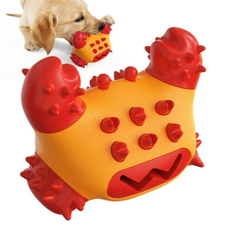 Dog Toothbrush Chew Toy Multifunctional Crab Molar Teething Chew Toy Leaky Ball - Red