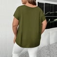 thumbnail image 3 of MORTTIC Women's Plus Size V-Neck Short Sleeve Casual T-Shirt with Criss Cross Strap Detail for Summer Olive Green，1XL, 3 of 4